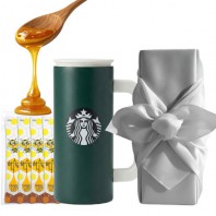 스타벅스 SS 뉴턴 하우스 그린 텀블러 + 국내산 허니스틱 + 보자기포장 세트