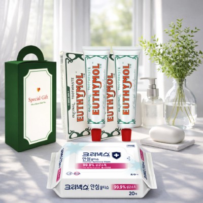 유시몰 치약세트(치약40g+치약40g+크리넥스안심물티슈)케이스