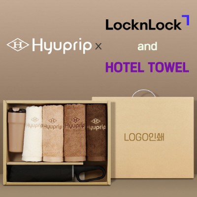 협립3단60 카라비너10K 거꾸로 300T고밀도 완전자동 우산 +협립40수호텔코마180타월4P+락앤락 메트로카페-세트