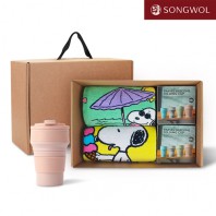 송월타올 리빙 기프트세트 28 (스누피50 비치타올 2P + 실리콘텀블러500ml 2P)