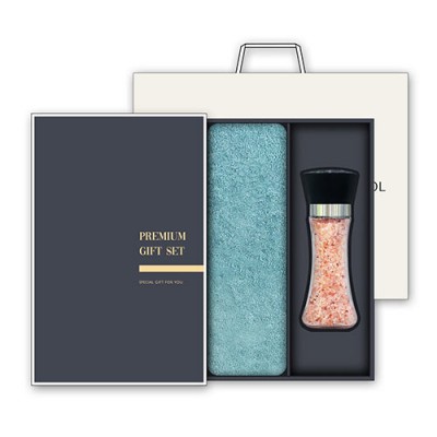[송월] 프리미엄 선물세트 핑크솔트 수건 콤보세트 항균 170g 호텔타월 1P + 히말라야 핑크소금(200g) 1P