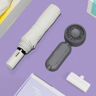 벨솔라 선물세트 골드버튼 3단 자동 양우산 + 우산애착 미니 선풍기 + 보조배터리