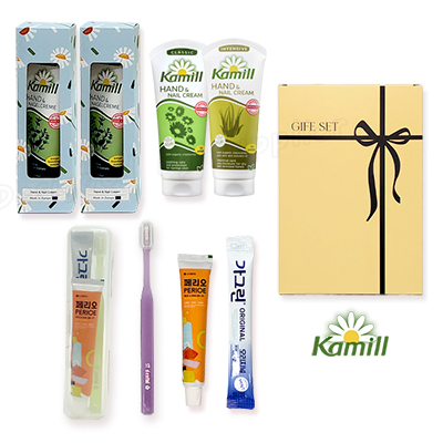카밀핸드크림100mlx2p선물세트 리본5호 가그린 엠보싱칫솔치약