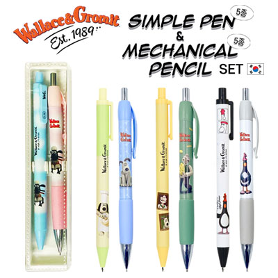 [월레스와그로밋] 심플 볼펜·샤프 세트 (2P)