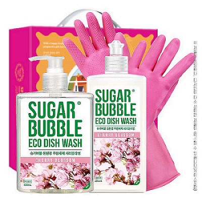 슈가버블 주방세제470펌프 주방세제280용기 고무장갑 3종세트