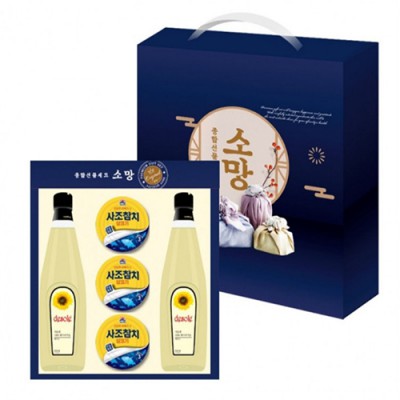 해표 소망5호 해바라기씨유2병 + 사조참치3캔 명절 선물 세트 설날 선물/ 사은품 답례품 판촉 추석 스팸 식용유