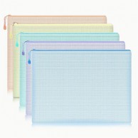 384_5PCS A4 투명 그리드 지퍼 방수 백