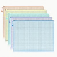 384_5PCS A4 투명 그리드 지퍼 방수 백