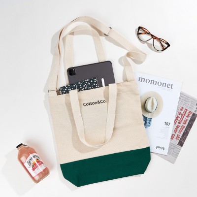 [국내제작] 코튼앤코 커스텀 투톤 크로스 에코백(36x36x10)