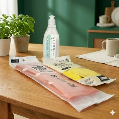 참그린 주방세제 면코팅 고무장갑 3종세트