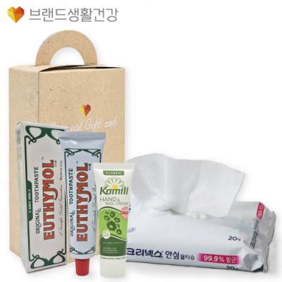 브생건643호 3종세트(카밀 핸드크림+유시몰치약40g+크리넥스 안심99.9% 항균물티슈)