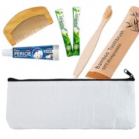 친환경 5종 휴대용 치약, 칫솔 세트(리유저블 알페트 파우치, 빗, 가글 포함) CL02