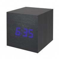 LED스퀘어블랙우드탁상시계