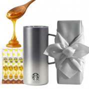 스타벅스 SS 블랙 탱크 텀블러 + 국내산 허니스틱 + 보자기포장 세트