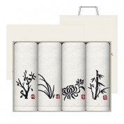 송월타올 사군자 자수타올 150g 4매세트