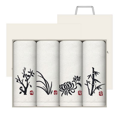 송월타올 사군자 자수타올 150g 4매세트