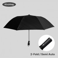 키르히탁 2단 원터치 반자동 무지우산 (검정)