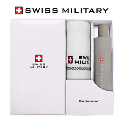 스위스밀리터리 친환경 3단수동 우산+160g면사타올 세트