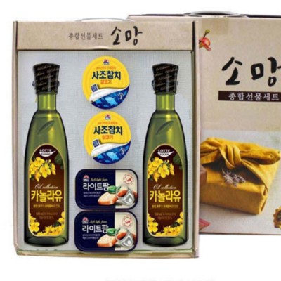 6p 카놀라유2병+ 사조참치2+ 라이트팜2 명절 선물 세트 설날 선물/ 사은품 답례품 추석 스팸 해바라기유 식용유 설선물 햄선물