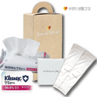 브랜드생활건강 282호 2종세트 (크리넥스 안심물티슈+아쿠아 쿨토시세트)