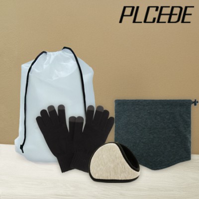 플씨드 겨울 4종 EVA파우치 F세트 (전사 귀마개+전사 넥워머+스마트 터치 무지 장갑)