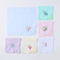 로페리아 파스텔 컬러 꽃자수 레이스 손수건(0217589)