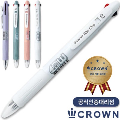 국산)크라운바이트클립3색볼펜(공식인증대리점)