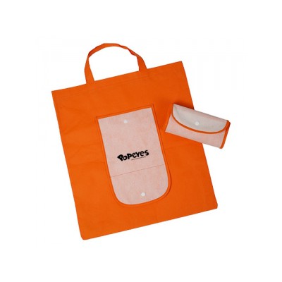 칼라 무지 부직포 똑딱이 시장가방(오렌지)
