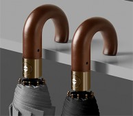 216_우드핸들 클래식 자동 폴딩 우산