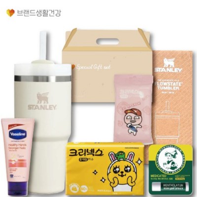 브생건53호(스탠리 퀜처591ml텀블러+크리넥스 카카오티슈+물티슈+바세린 핸드크림+멘소래담 립밤)