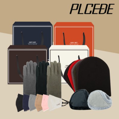 플씨드 국산 숏 비니 + 털 귀마개 + 벨벳 논슬립 터치 장갑 + 플씨드 방한 마스크 4종 세트