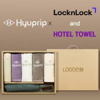 협립 3단 60 슈퍼 카라비너 완전자동우산 +협립호텔코마170타월4P+락앤락슬림핏원터치텀블러-세트