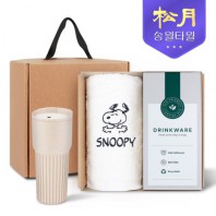 송월타올 리빙 기프트세트 19 스누피 피너츠 타올180g x 1P + 커피텀블러709ml 1P