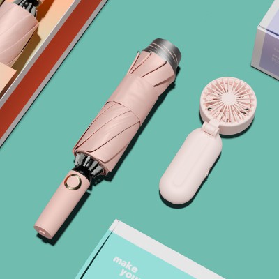 벨솔라 선물세트 거꾸로 3세대 자동 암막 양우산 + 우산애착 미니 선풍기