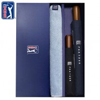 PGA 2단자동+3단완전자동 빈티지우드+200g 코마사 면사타올 세트