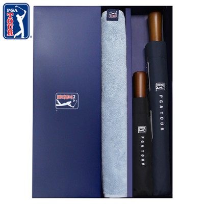 PGA 2단자동+3단완전자동 빈티지우드+200g 코마사 면사타올 세트