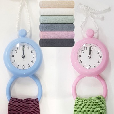 송월타올 선물세트 타월+수건걸이용 욕실 방수시계