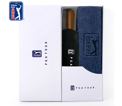 PGA 3단완전자동 빈티지우드+190g 코마사 호텔타올 세트