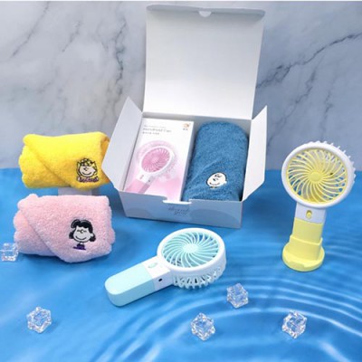 ((송월 타올 스누피 수건+ 아이스 냉각 선풍기 타올세트)) 타월선물//쿨링 휴대용 선풍기 미니 선풍기//타월 세트 타올선물
