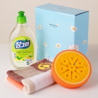 참그린 500g 스마일격자 주방타월 과일 수세미 3종 세트