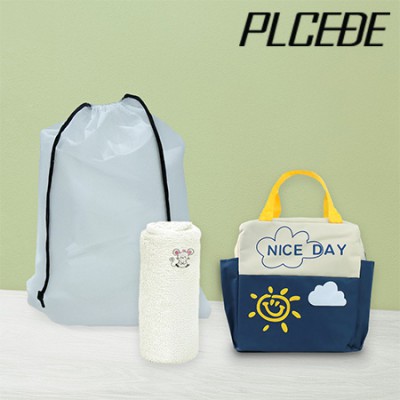 플씨드 사계절 3종 EVA파우치 E세트 (투톤 빅사이즈 보온보냉백+고리형 캐릭터 핸드타월)