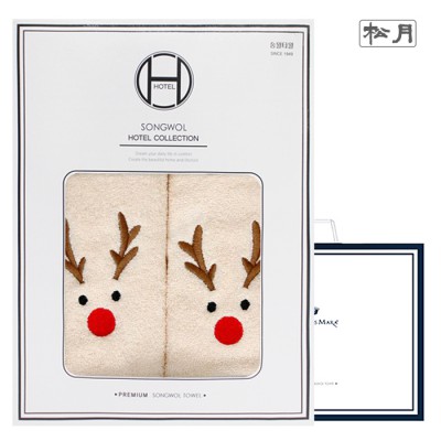 [송월타올] 루돌프 2매세트+쇼핑백