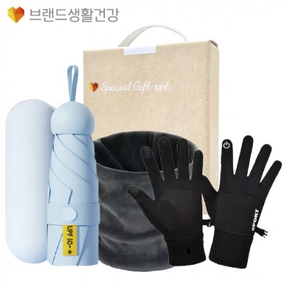 브생건 방한세트 106호(벨벳 넥워머+스마트 방한장갑+5단 6K UV암막 양우산)