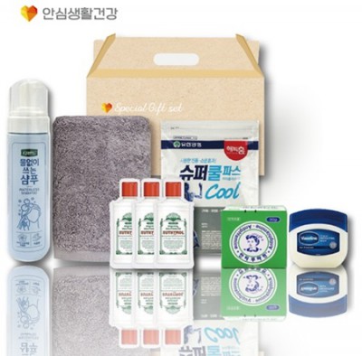 돌봄케어108호(디펜드샴푸+국산타올170g+유시몰 가글+안티푸라민연고+바세린+유한양행슈퍼쿨파스)
