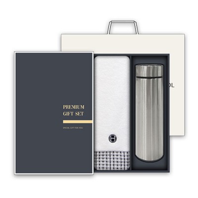 송월 프리미엄 텀블러세트 (호텔 톤40 1매 + 스마트텀블러 500ml 1개)