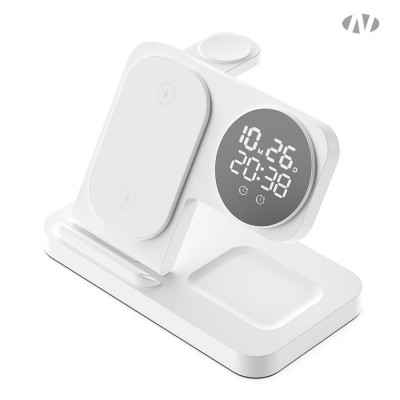 나오 4in1 고속 무선충전 디지털 알람시계 NAO-M3100C (애플&갤럭시)
