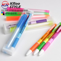 크루스타일3색+델타형광펜 페트케이스세트