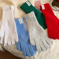 로페리아 솔리드 칼라 따뜻한 토끼털 장갑(0216847)