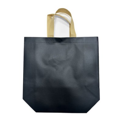 다회용가방 코팅 부직포 PP 똑딱이 쇼핑백 검정 330x280x120 // 로고인쇄