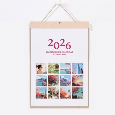 자작나무 우드스틱 벽걸이달력(관광수채화)